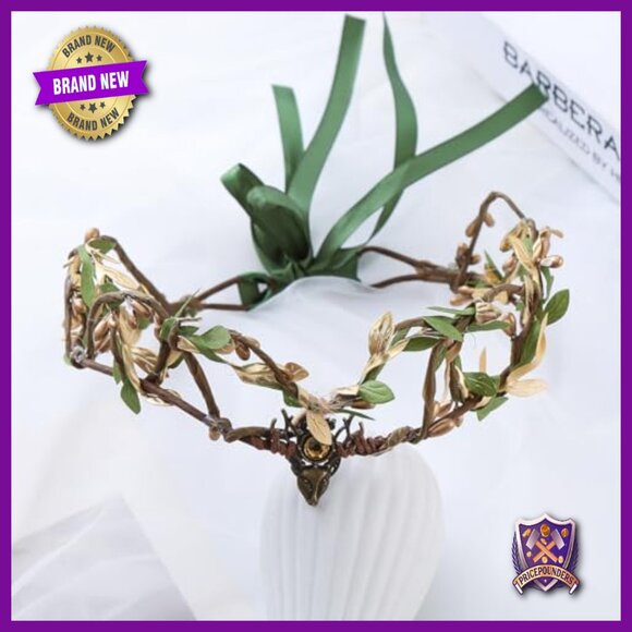 Golden Floral Headband for Women Renaissance Wedding Cosplay Prom Photo Props main image 7